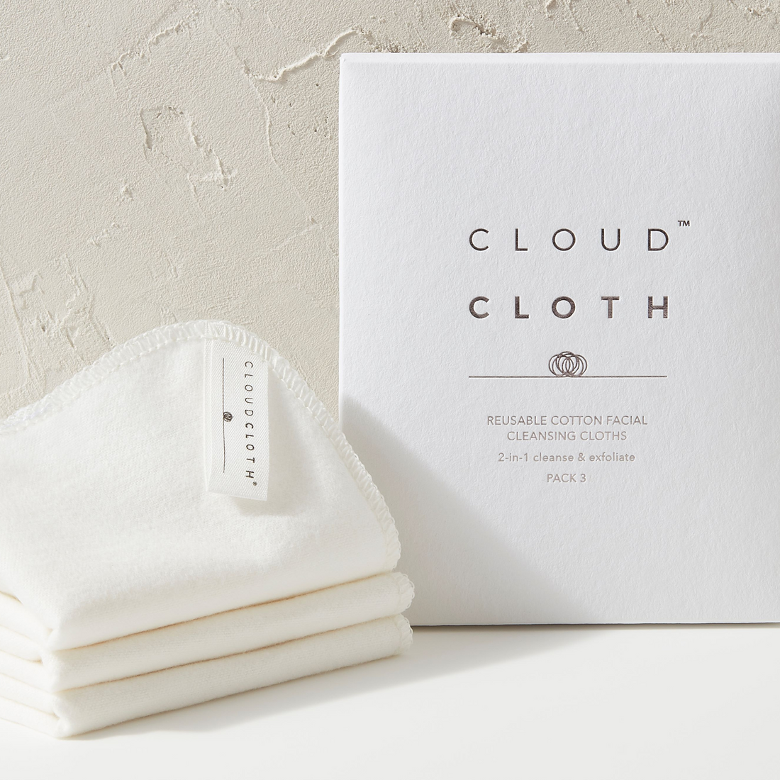 Organic Cotton Reusable Face Cloth - CloudCloth® | 3 Pack - Gentle Skincare for All Skin Types