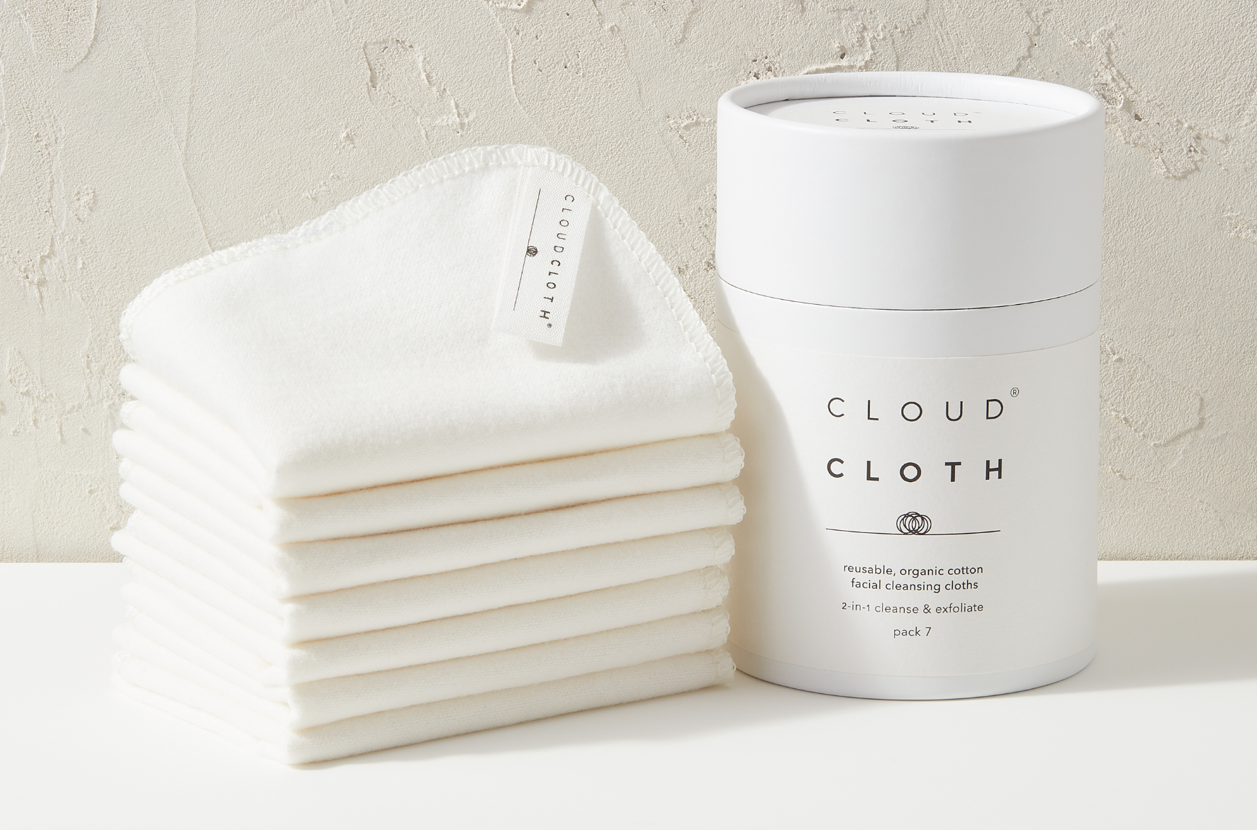 CloudCloth Organic Cotton Reusable Facial Cloths (7pck)