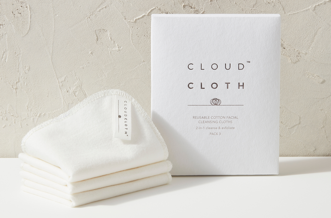 CloudCloth Organic Cotton Reusable Face Cloth 3pck for skincare routine